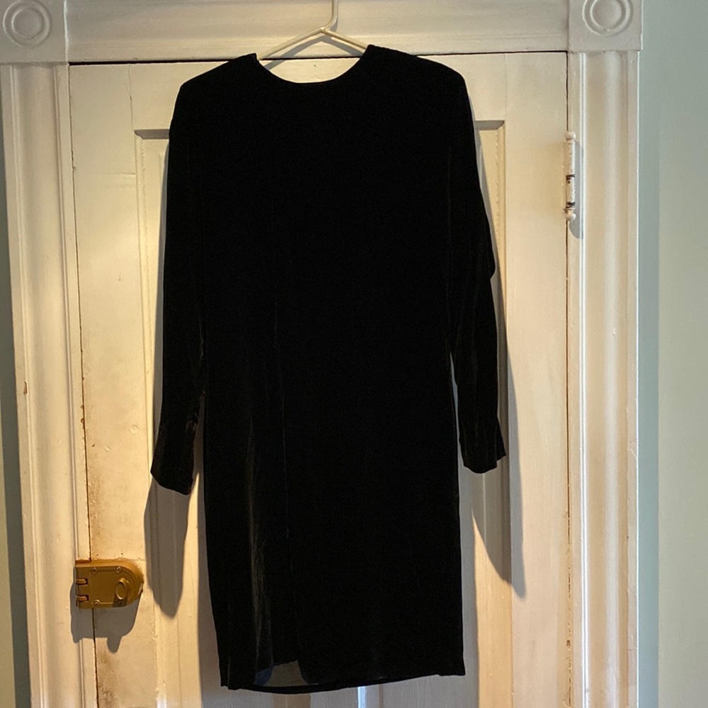 Black velvet long sleeved dress